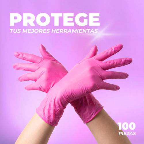 Guantes de Nitrilo - Unitalla Color Rosa 100 pz
